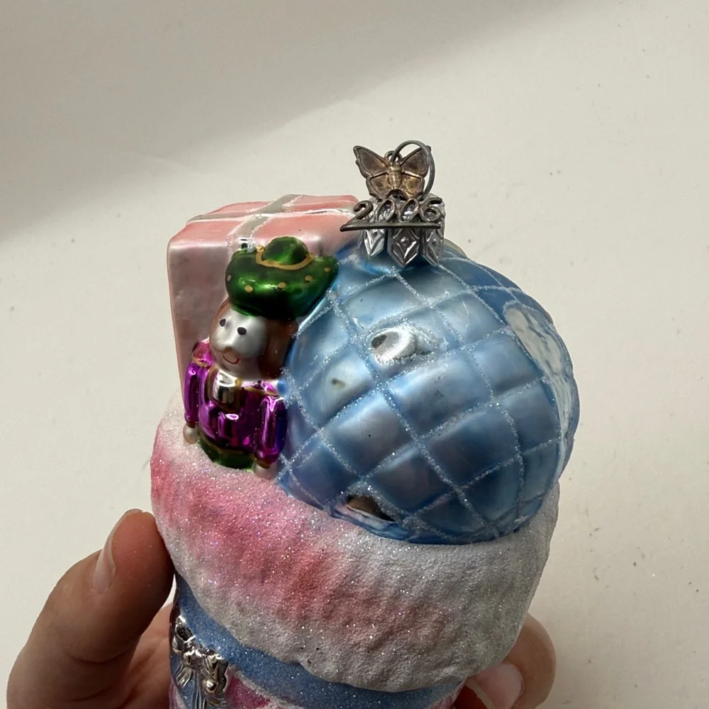Neiman Marcus 2006 Stocking Glass Christmas Ornament Collectible Decor Presents